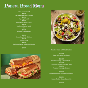 Panera Bread Menu With Prices